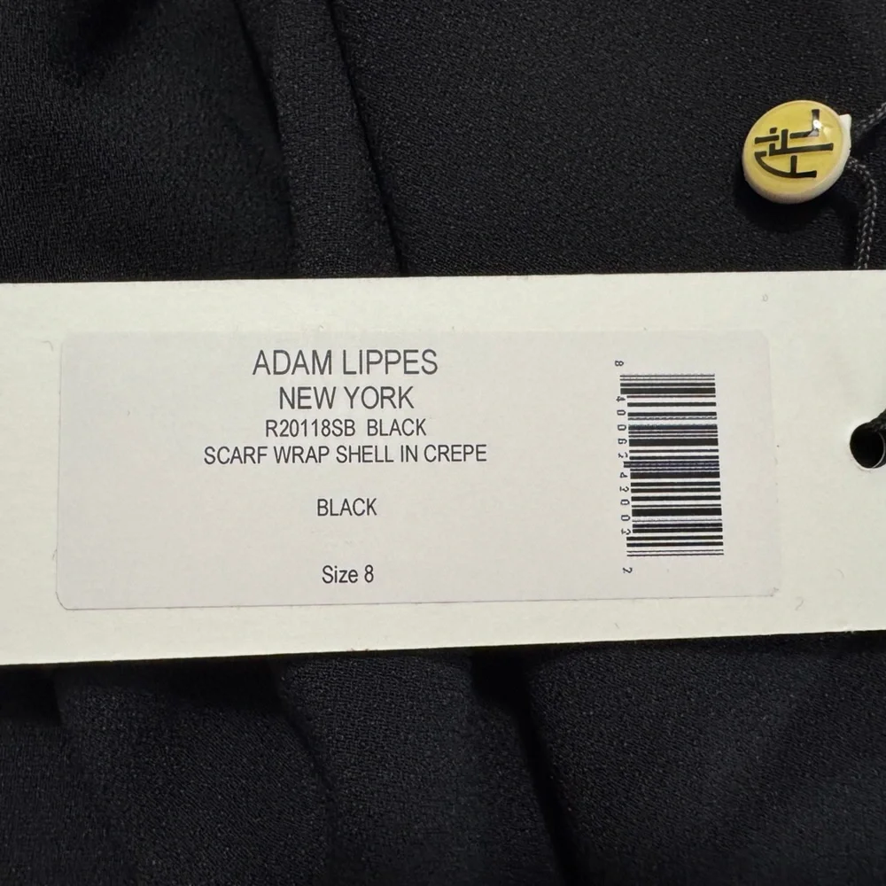 Adam Lippes Black Crepe Scarf Wrap Shell Sleeveless Blouse Size 8 - Picture 10 of 14